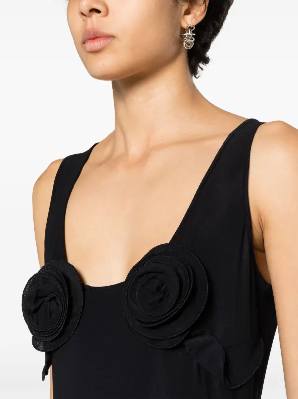 Magda Butrym floral-appliqué Midi Dress | Black | FARFETCH OM