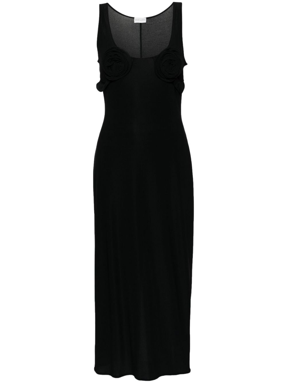Shop Magda Butrym Floral-appliqué Midi Dress In Black