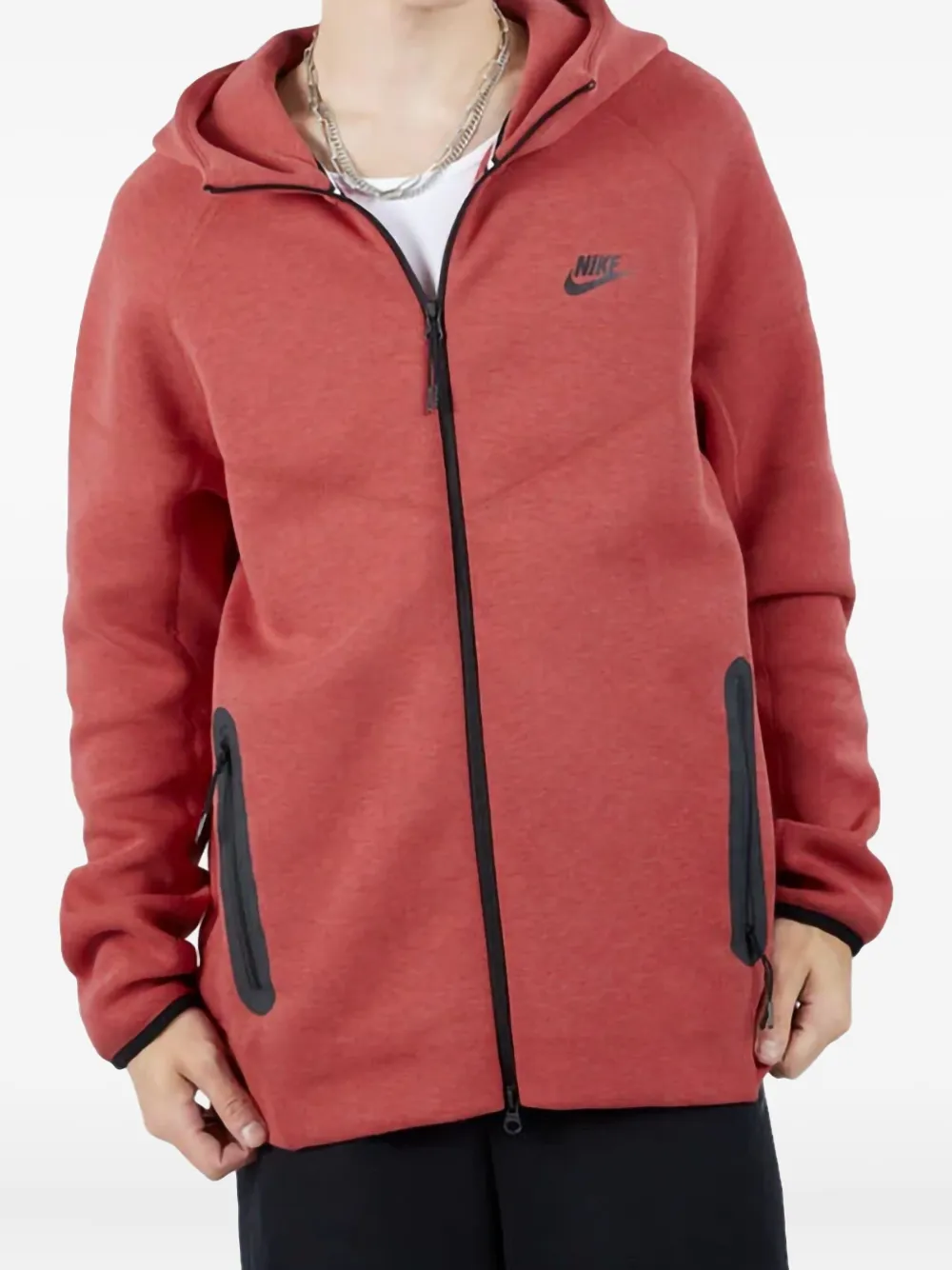 Nike tech fleece windrunner "Light University Red Heather/Black" hoodie | rojo | Image 1