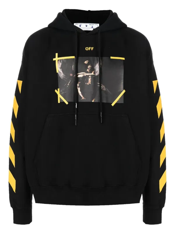 ✨OFFWHITE✨　オフホワイト　ブラック　パーカー イエロー　ロゴ ✨OFFWHITE✨ オフホワイト ブラック パーカー イエロー ロゴ - メルカリ