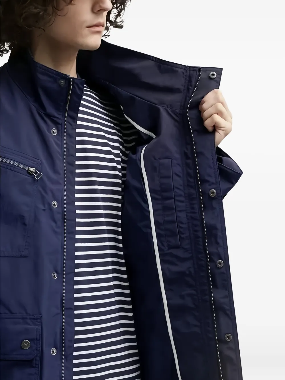 Puma Multi-pocket Buttoned Coat In Blue