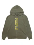 Purple Brand stencil logo zip-up hoodie - Green