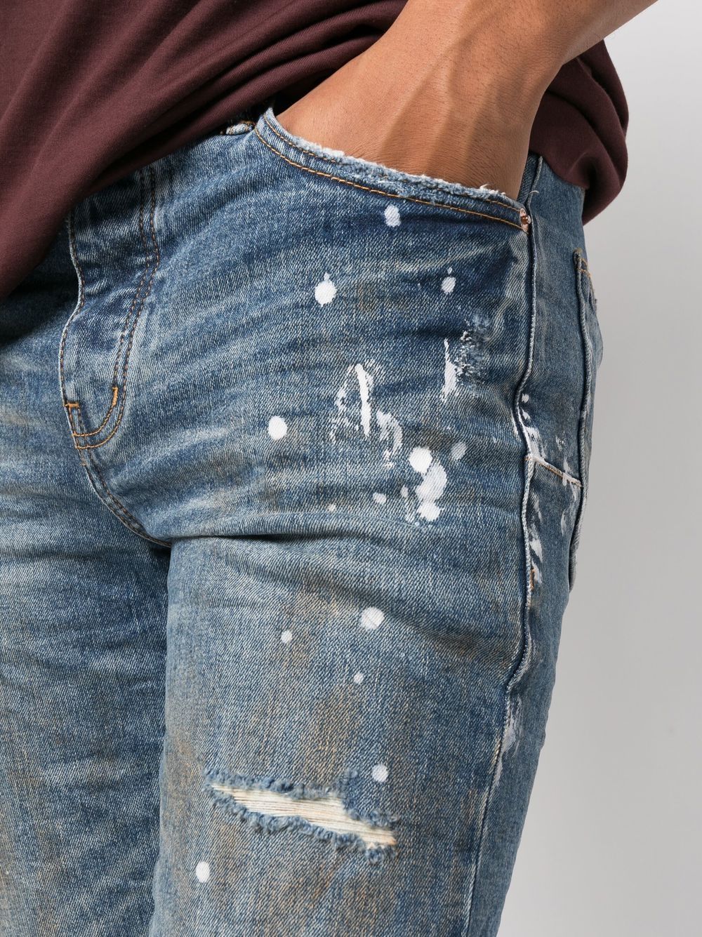 PURPLE BRAND DISTRESSED SLIM-FIT JEANS