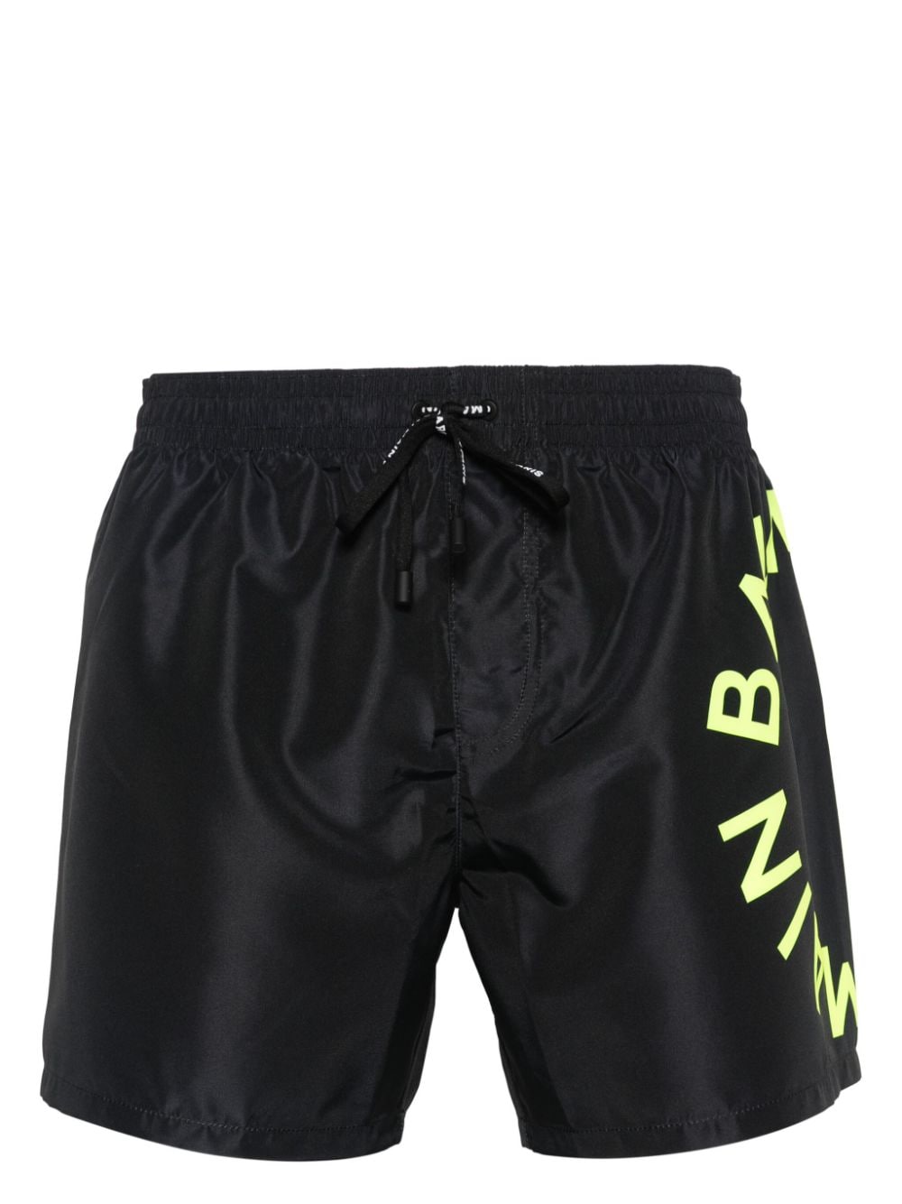 Shop Balmain Logo-print Swim Shorts In Black