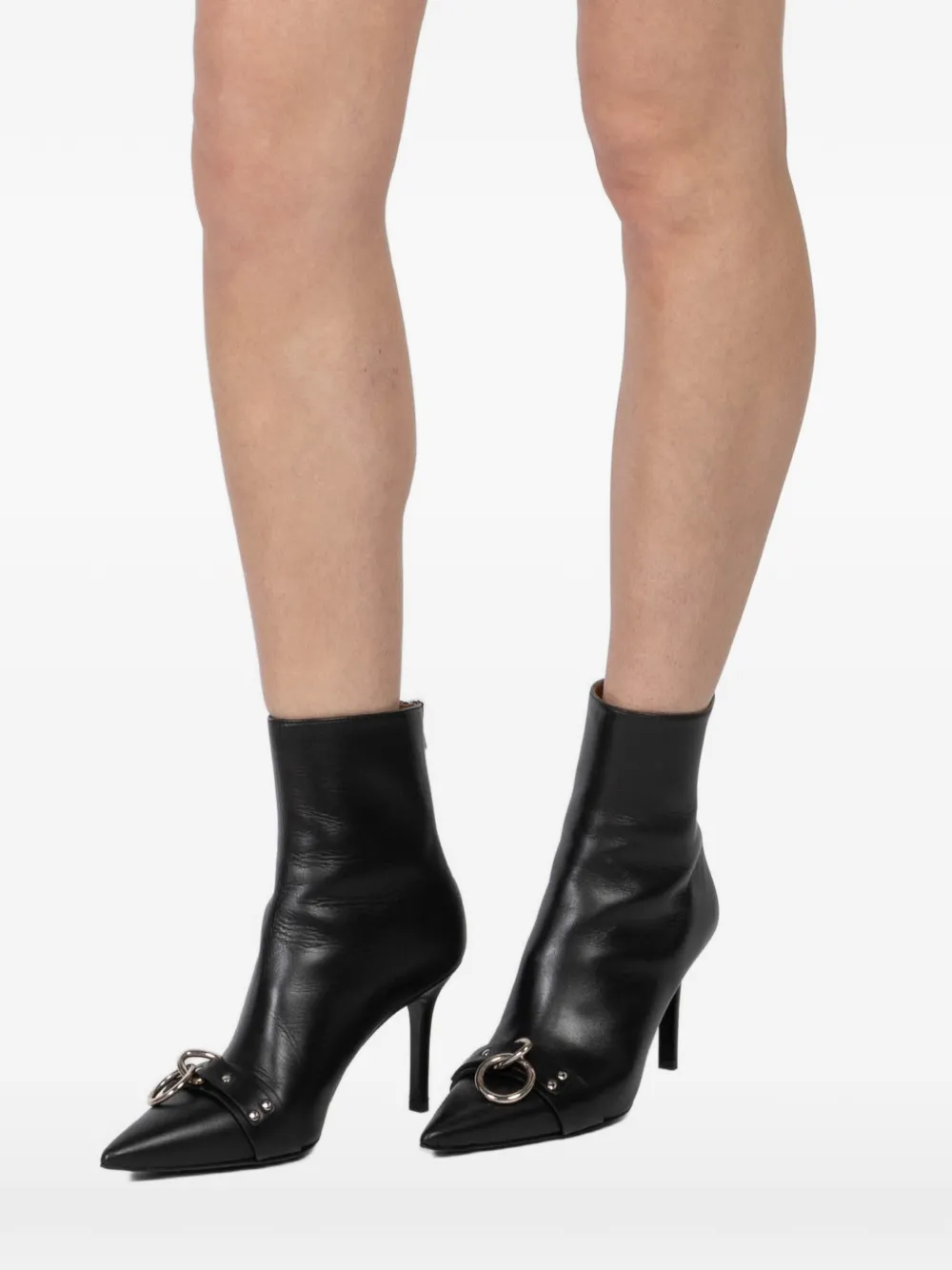 R13 ring-detail pointed boots Zwart