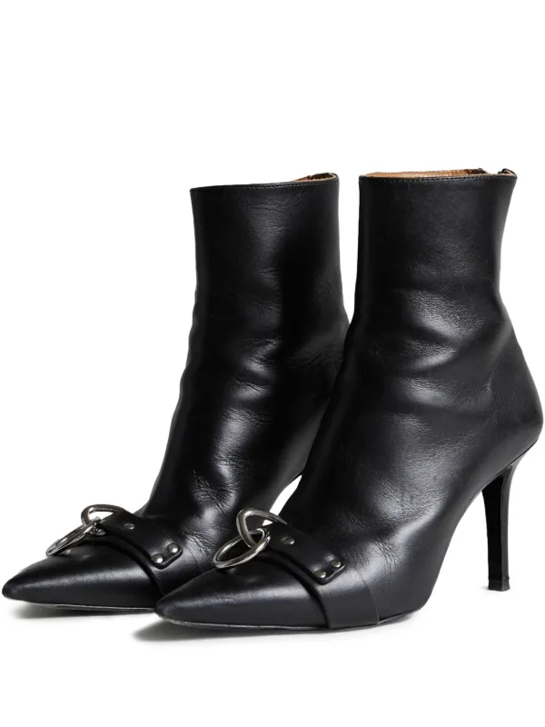 R13 Ring-detail Pointed Boots in Black
