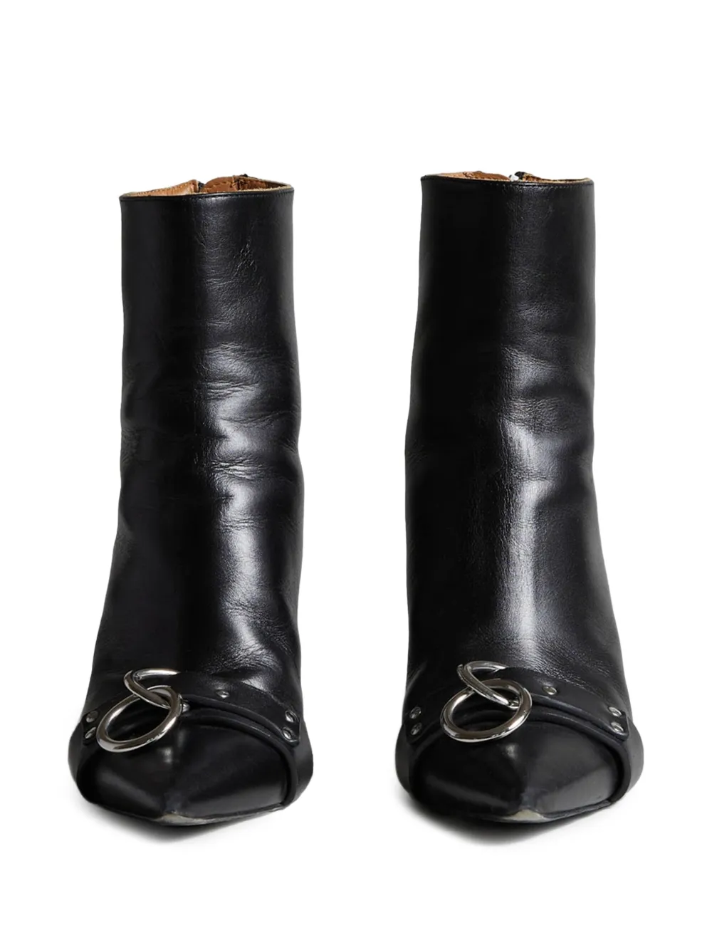 R13 ring-detail pointed boots Zwart