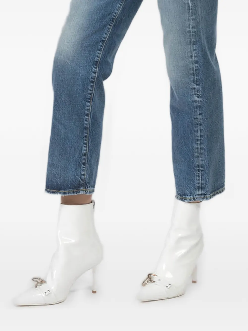 R13 Laarzen met puntige neus en ringdetail Wit