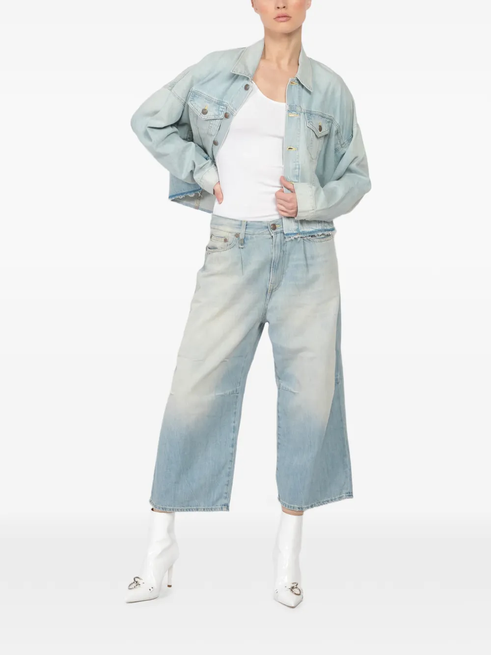 R13 Laarzen met puntige neus en ringdetail Wit