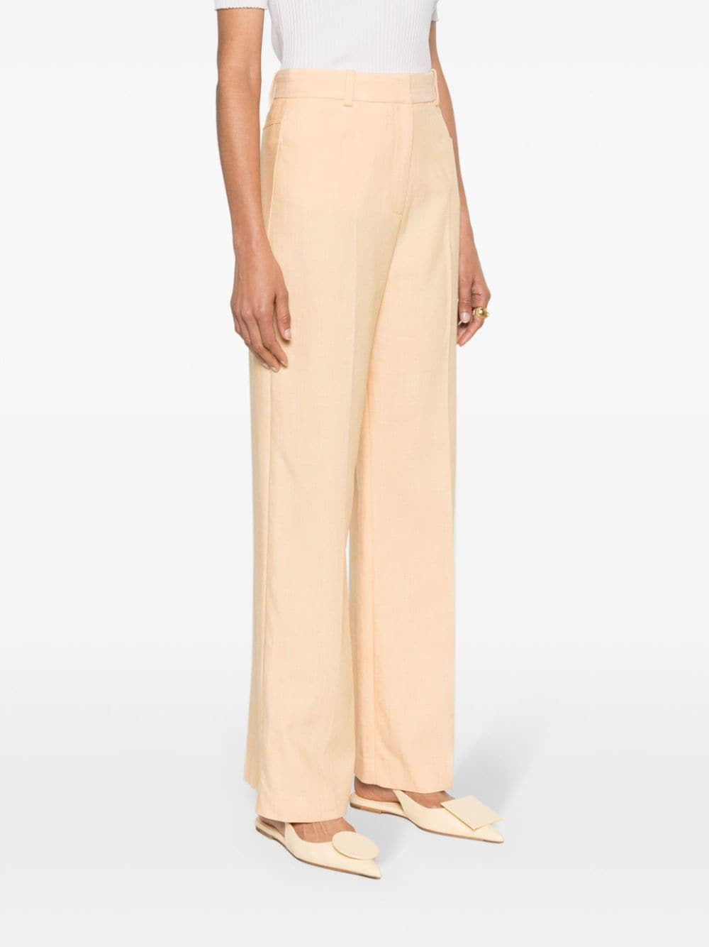 Shop Maje Mid-rise Straight-leg Trousers In Gelb