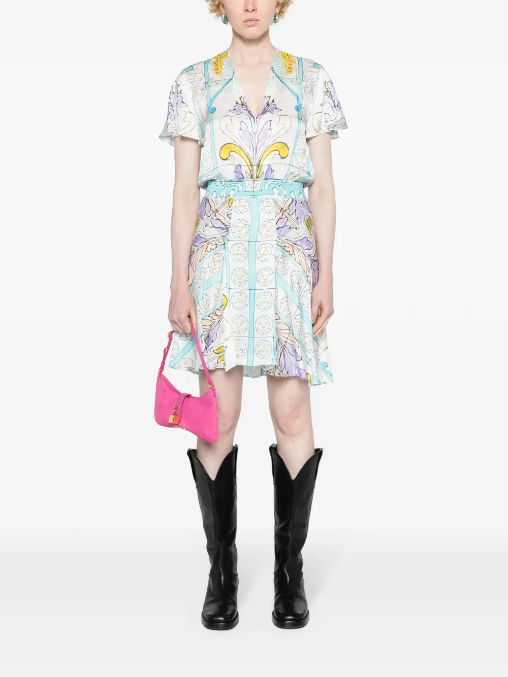 Maje Mosaic-print satin minidress - Wit