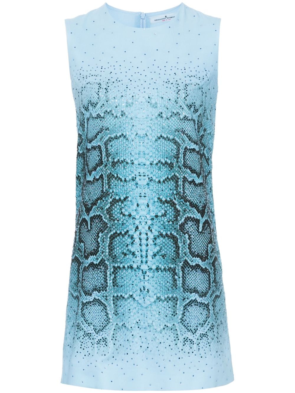 Ermanno Scervino Crystal-embellished Snake-print Mini Dress In Blue