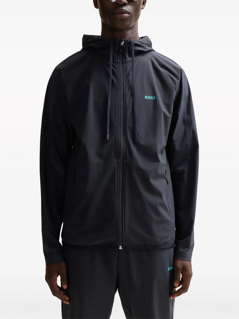 BOSS Hoodie met logoprint Blauw