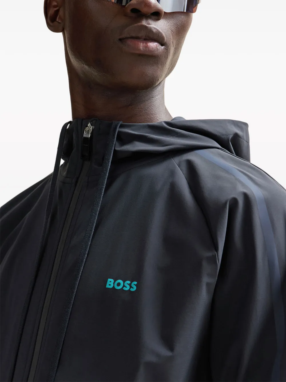BOSS Hoodie met logoprint Blauw