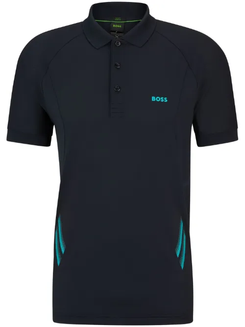 BOSS polo à logo imprimé - Bleu - BOSS - Modalova