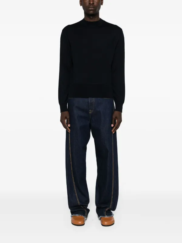 LEMAIRE mock-neck drop-shoulder Jumper | Blue | FARFETCH BH