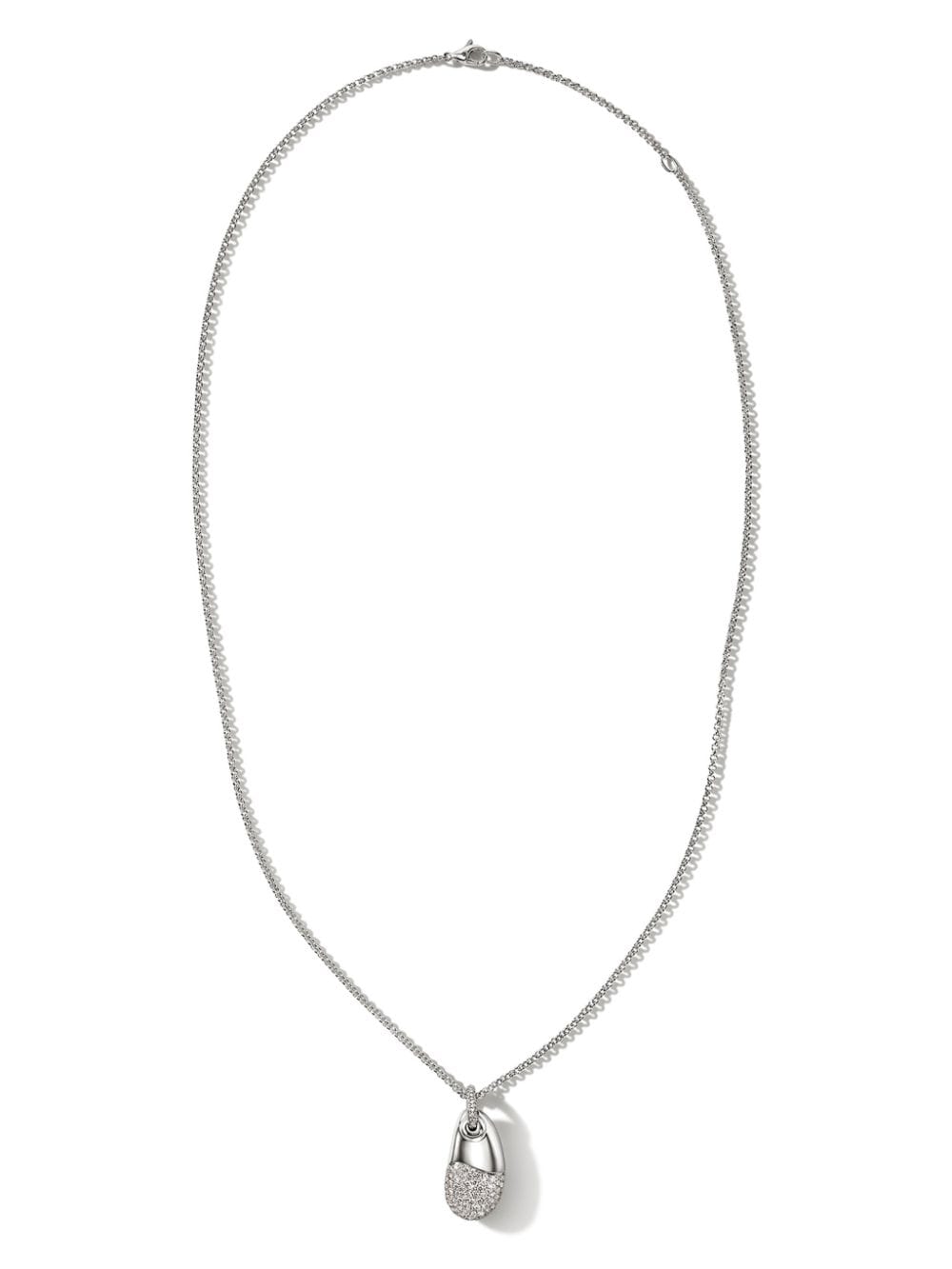 sterling silver Pebble Pendant white diamonds necklace