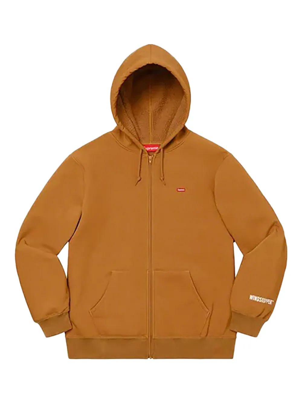 Supreme Logo-patch Zip-up Hoodie In Brown