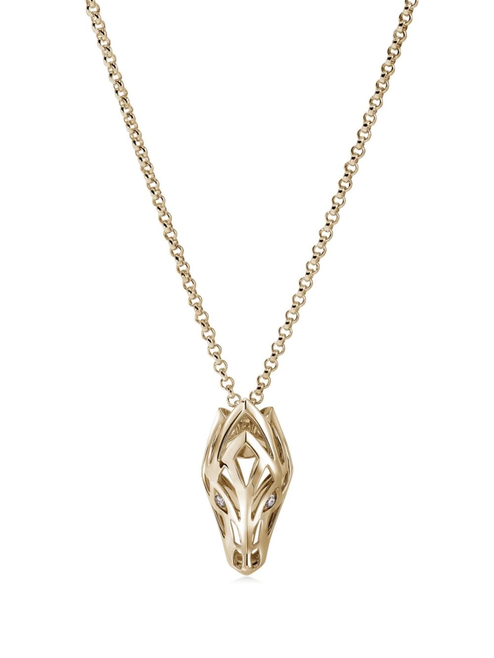 John Hardy 14kt yellow gold Naga Pendant white diamond necklace - Oro