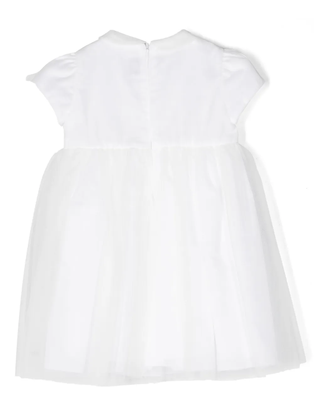 Il Gufo floral-appliqué tulle dress - Wit