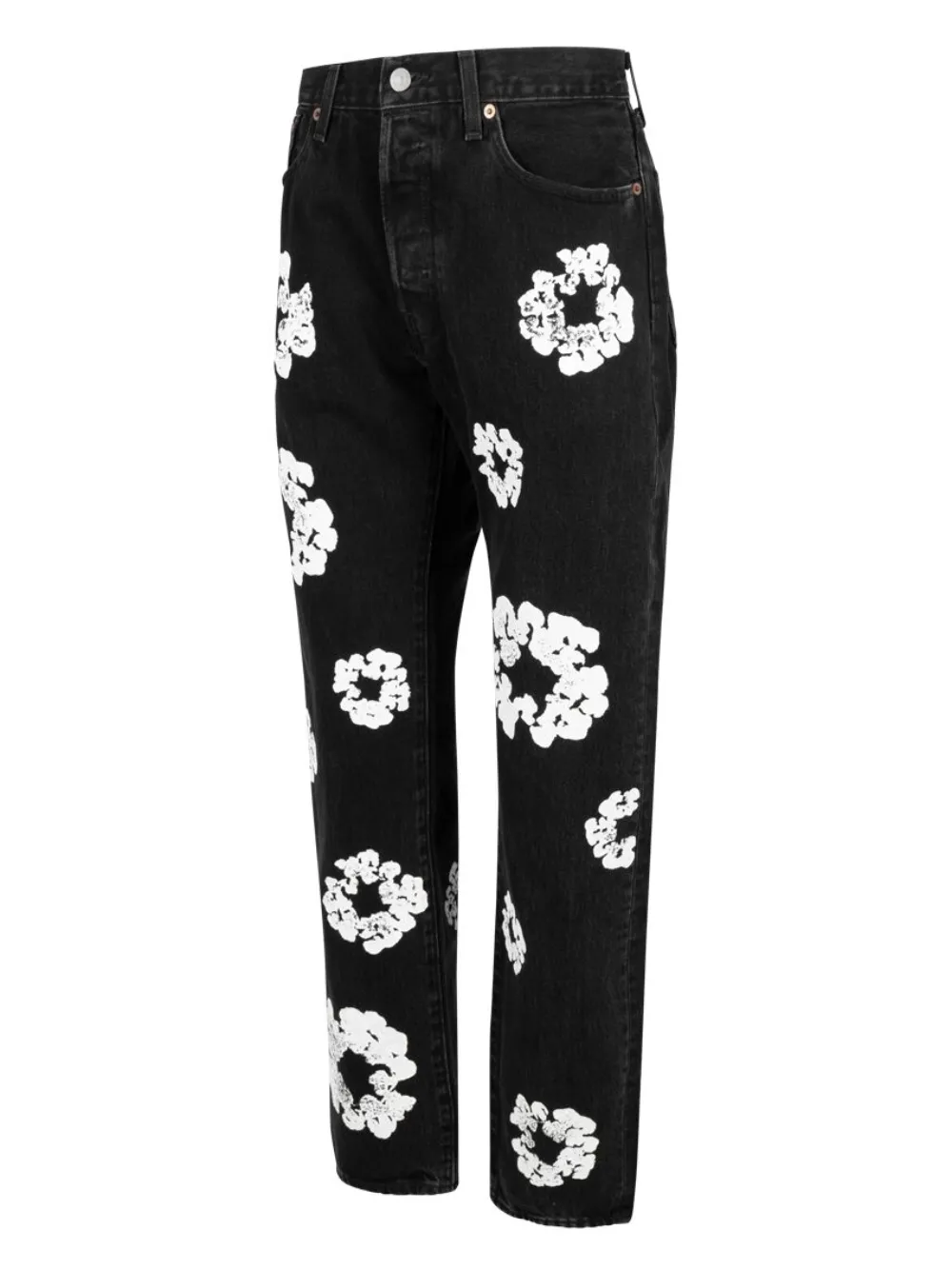 x Levi's Cotton Wreath-print straight-leg jeans