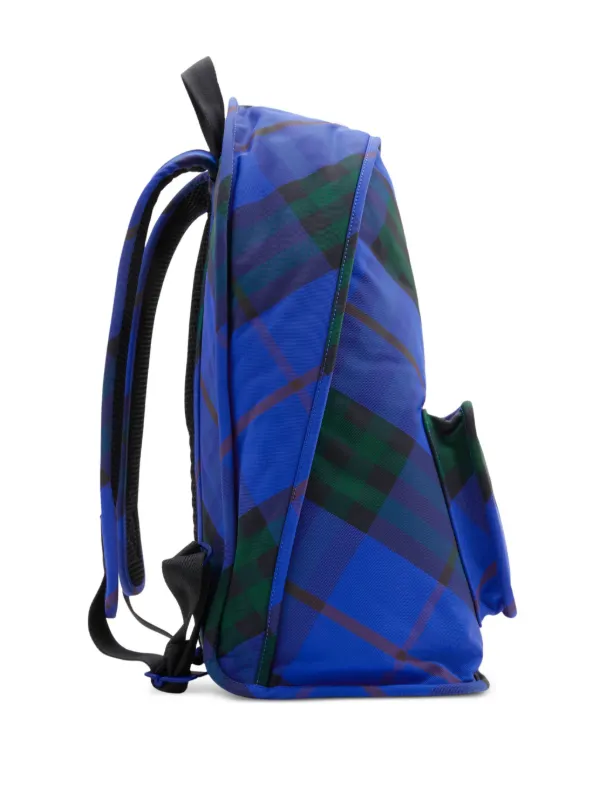 Burberry Mochila Shield Con Estampado Vintage Check Azul FARFETCH ES