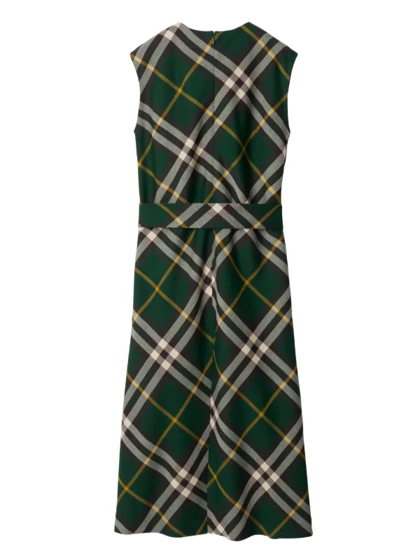 ワンピース BURBERRY EMBROIDERED WOOL DRESS Burberry NovaCheck Wool Midi Dress | Green | FARFETCH