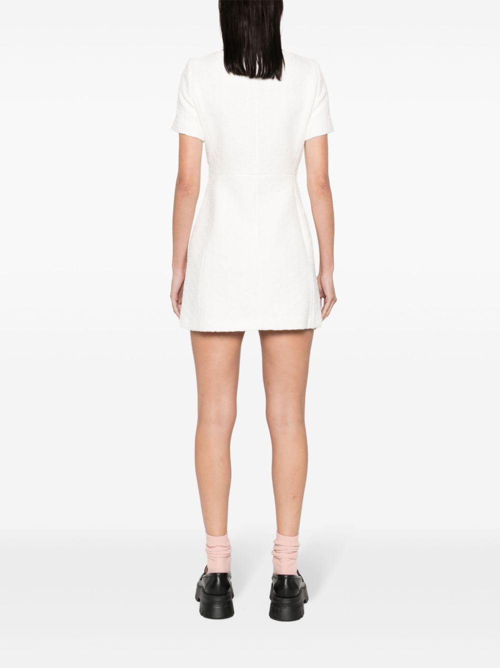 Shop Maje Tweed Mini Dress In Weiss