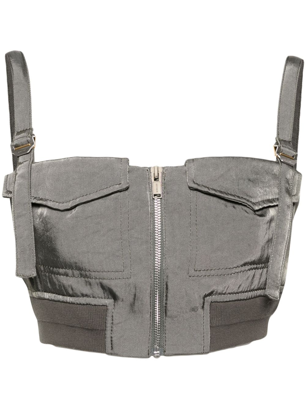 Dion Lee Aviator Cropped Bustier Top In Grey