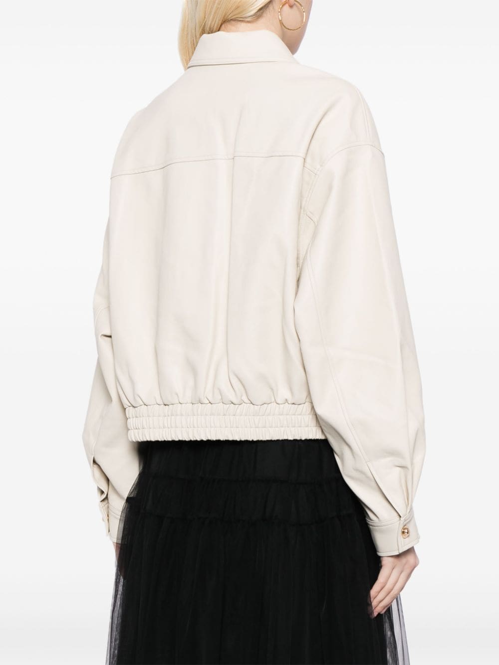 Shop Tout A Coup Faux-leather Bomber Jacket In 中性色