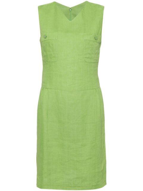 HOT SALE CHANEL 1990-2000s sleeveless linen minidress Women