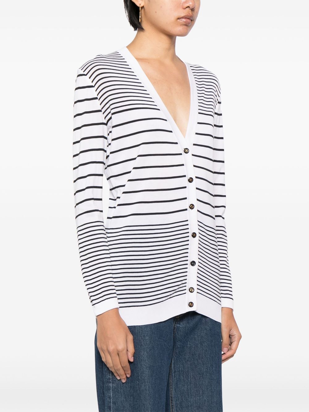 CHANEL 1990-2000s striped cotton cardigan Women