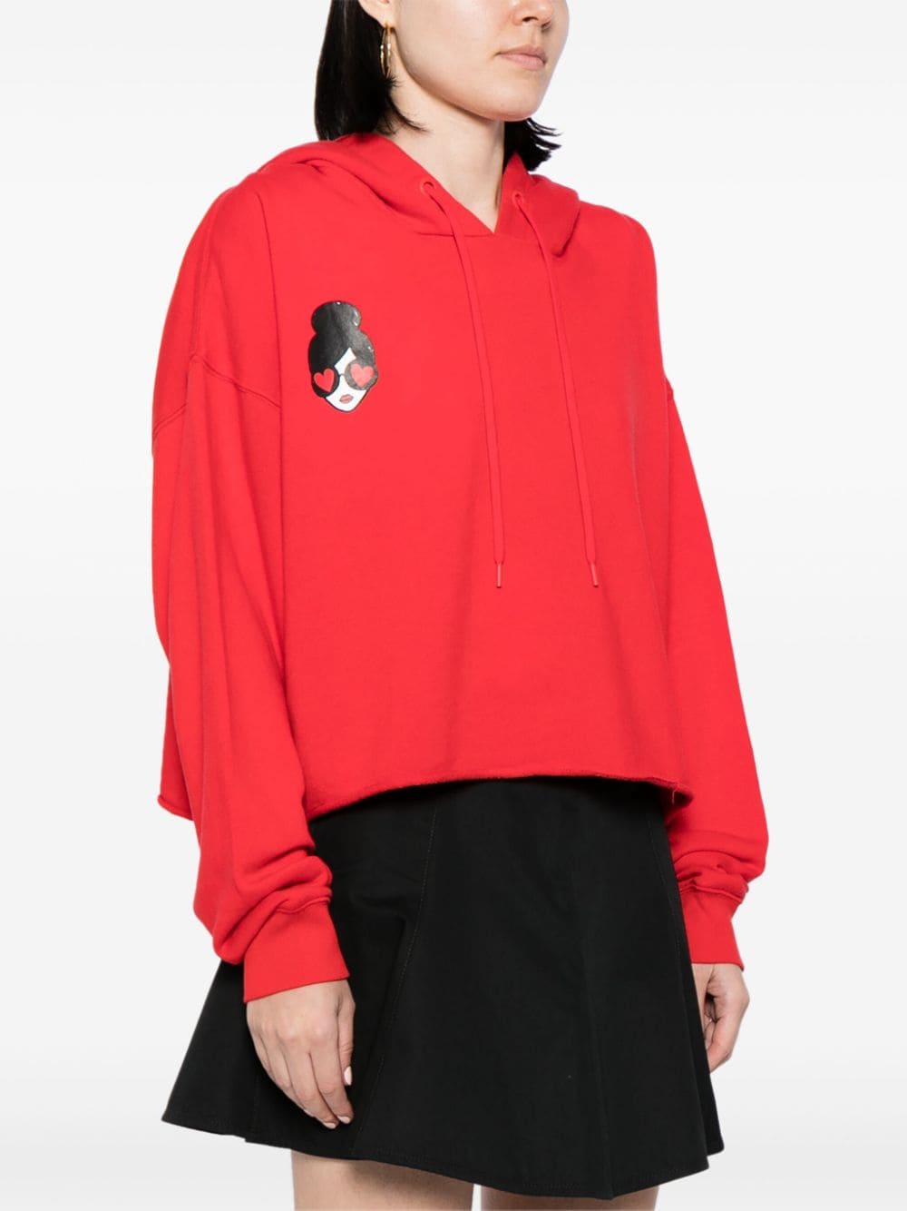 Shop Alice And Olivia Logo-print Cotton Hoodie In Red