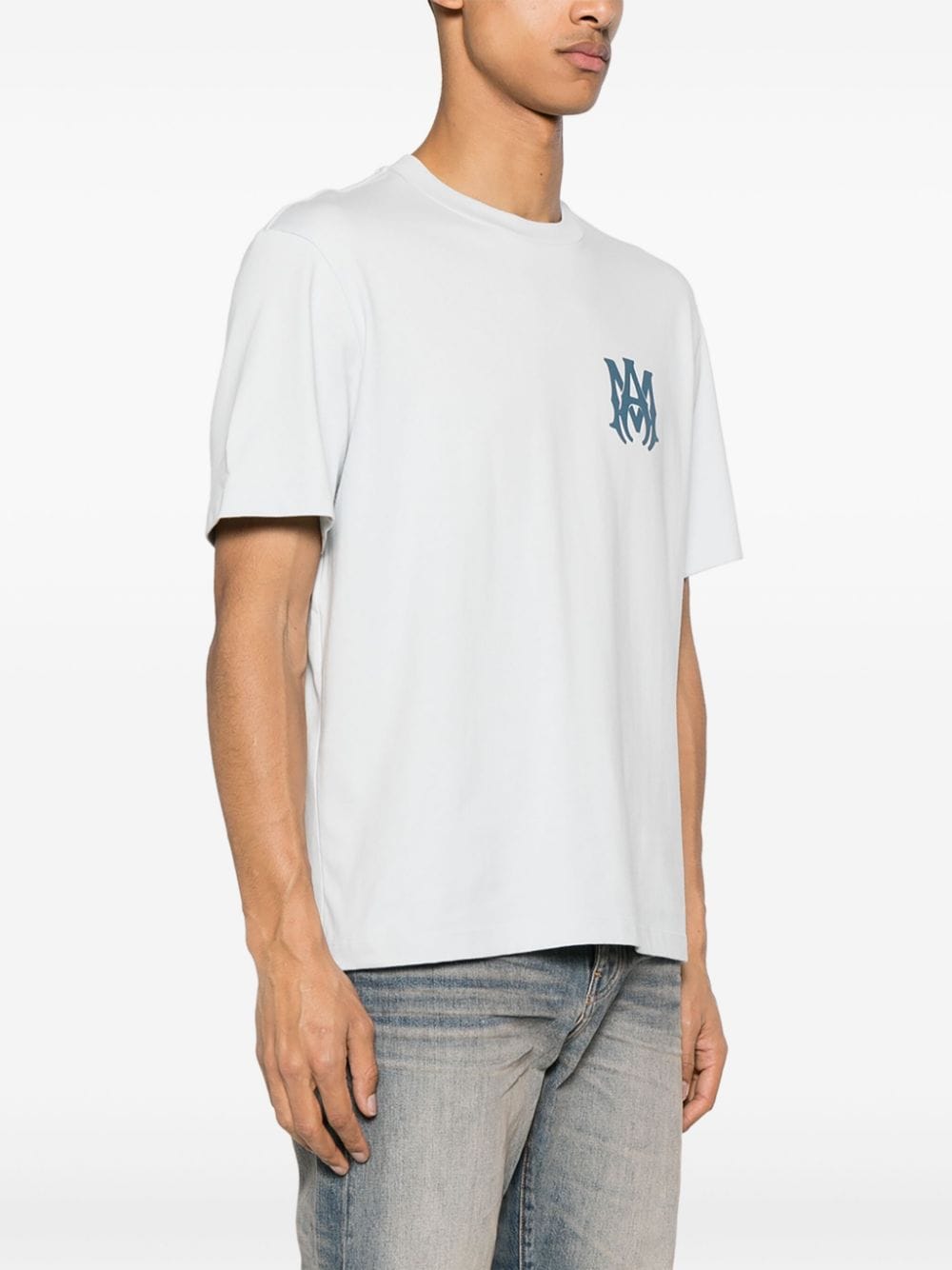 Shop Amiri Logo-appliqué Cotton T-shirt In Grey
