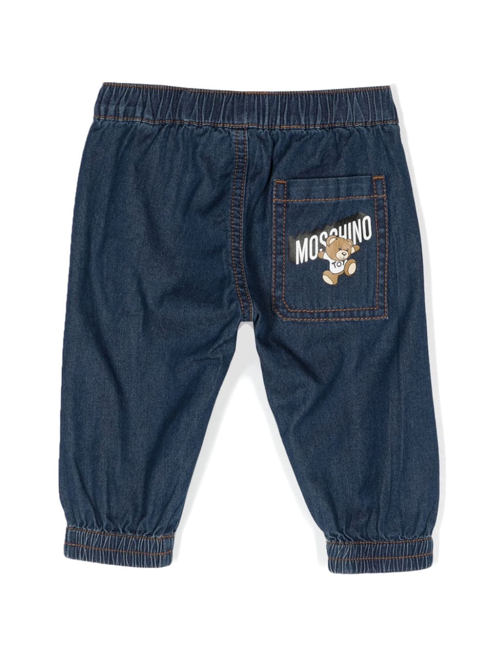 Moschino Kids Jeans met toelopende pijpen en zoom detail Blauw