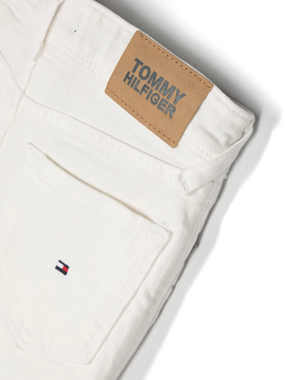 Shop Tommy Hilfiger Junior Logo-embroidered Slim-fit Jeans In White