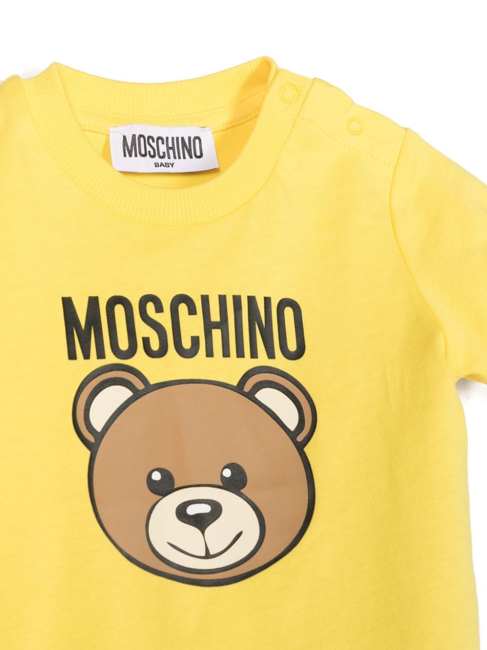 Shop Moschino Teddy Bear-print Cotton T-shirt In Yellow