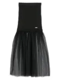 Monnalisa tulle-panel ribbed skirt - Black