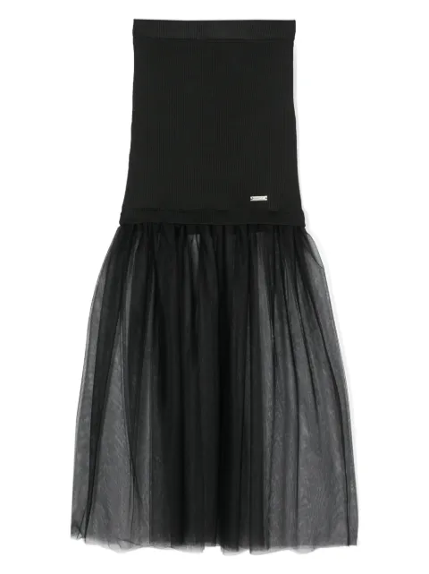 Monnalisa tulle-panel ribbed skirt