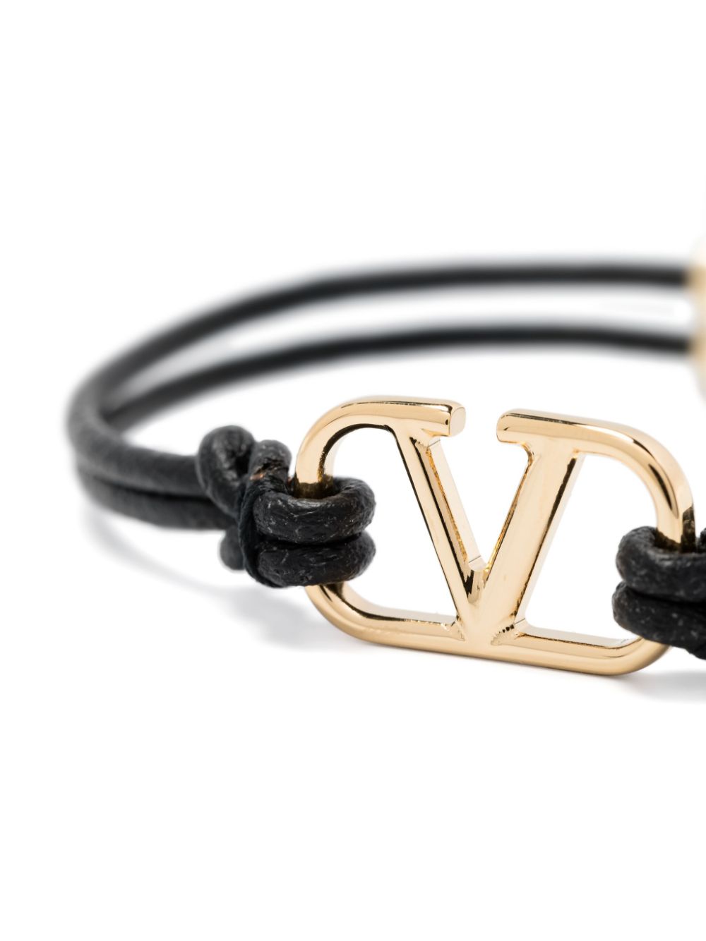 Shop Valentino Vlogo Signature Leather Bracelet In Black