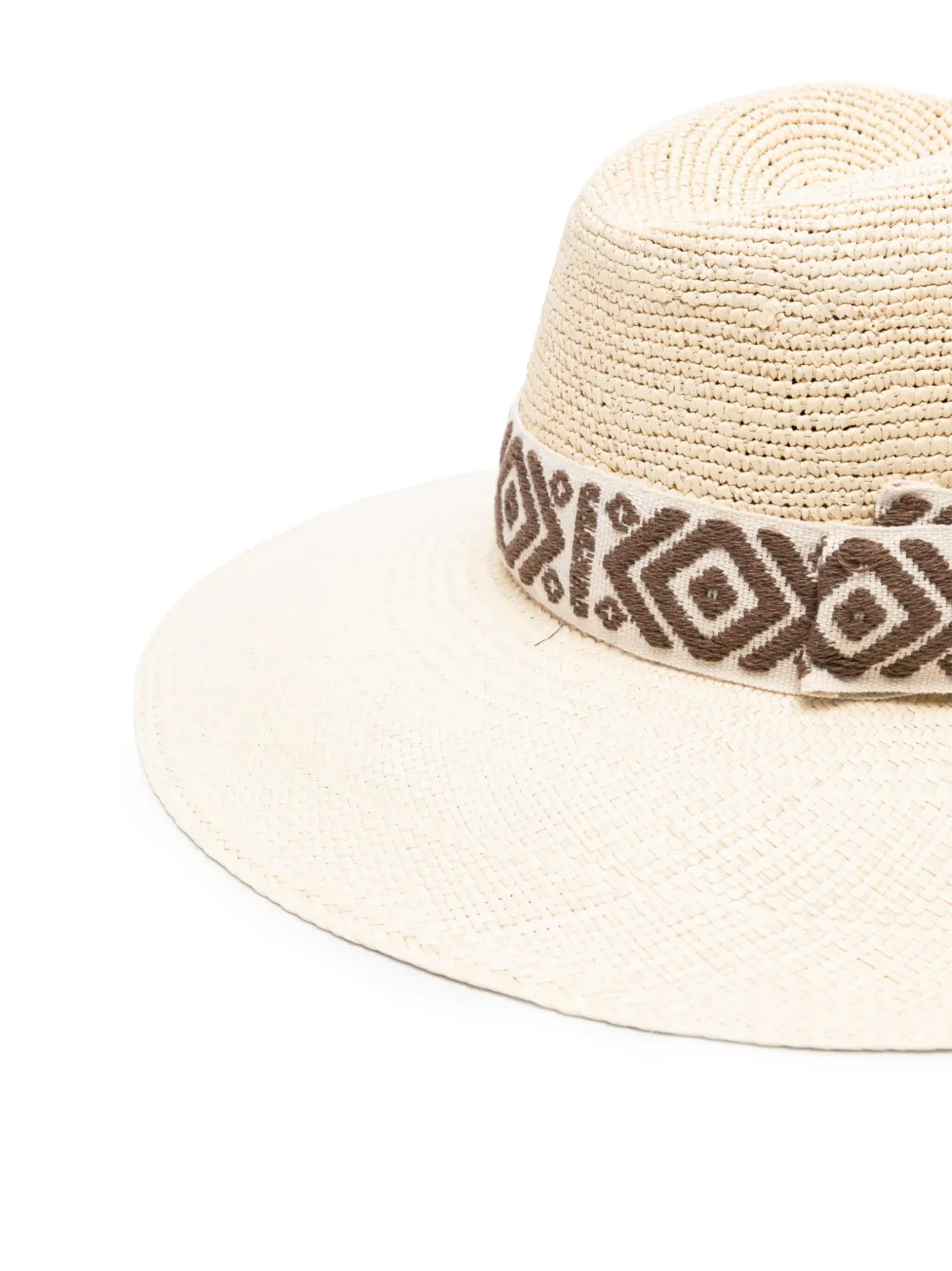 Borsalino Panama crochet-detail hat - Beige