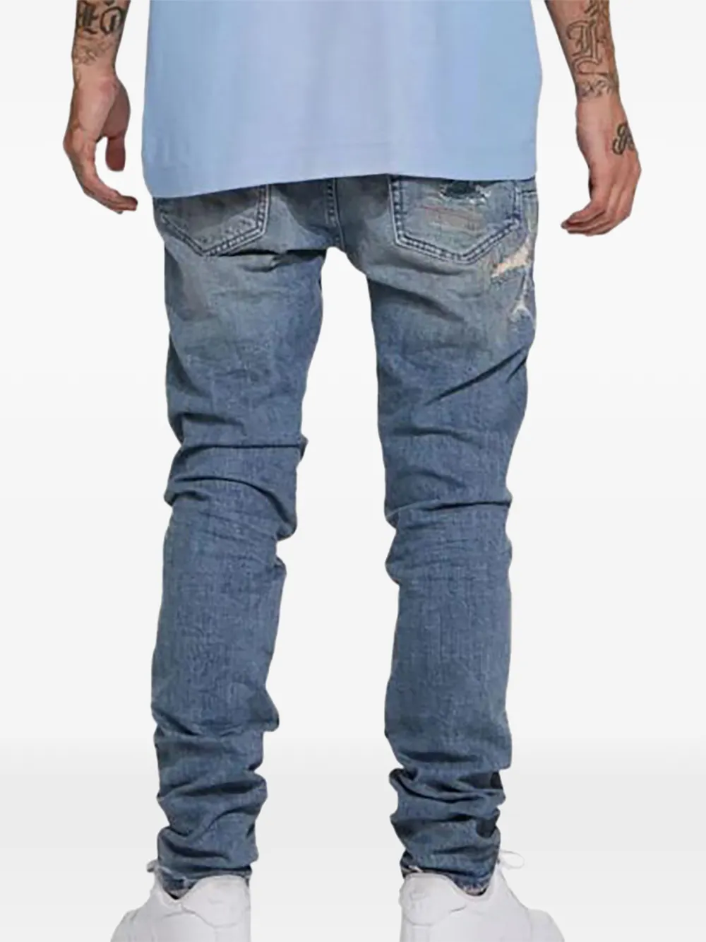 Purple Brand Jeans met gerafeld effect Blauw