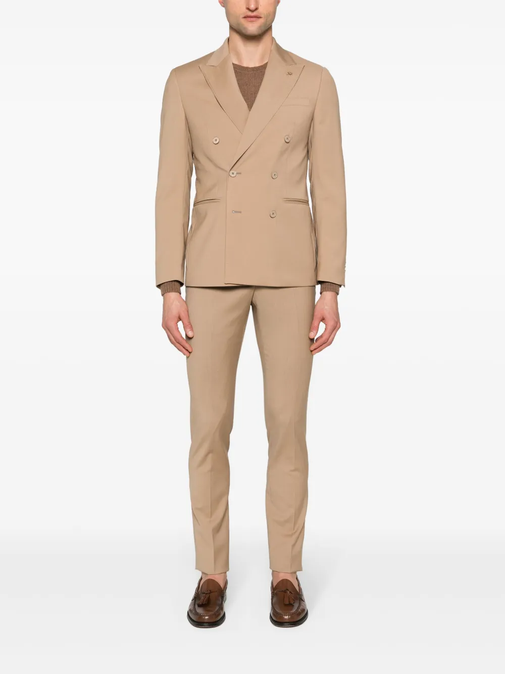 Manuel Ritz double-breasted wool suit - Beige