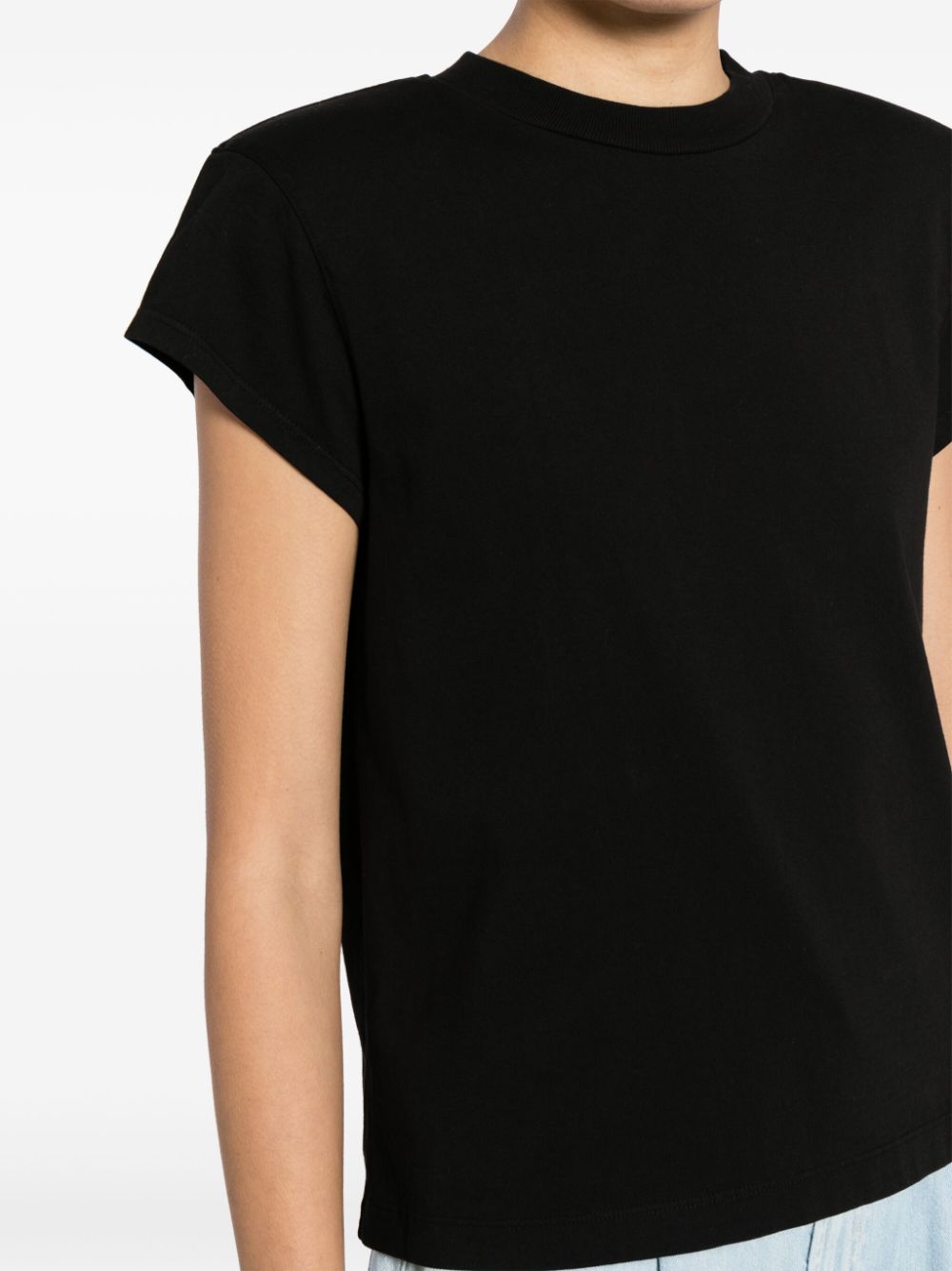 Shop Agolde Bryce Shoulder Pads Cotton T-shirt In Black