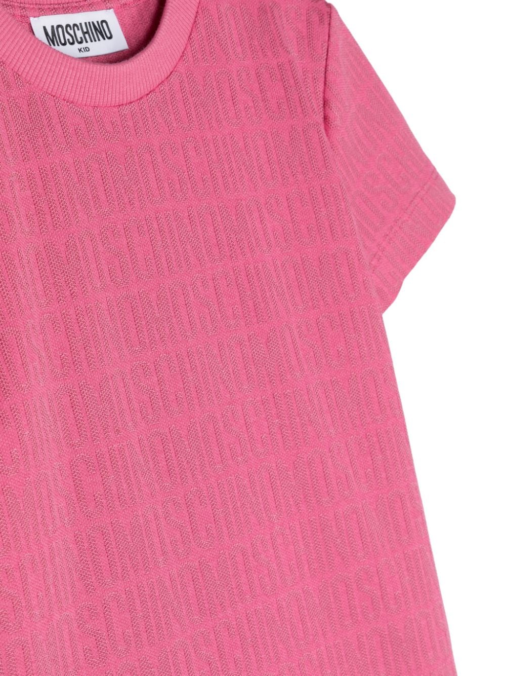 Shop Moschino Logo-jacquard Ribbed-knit Top In Pink