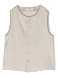 Paolo Pecora Kids button-up linen-blend gilet - Brown