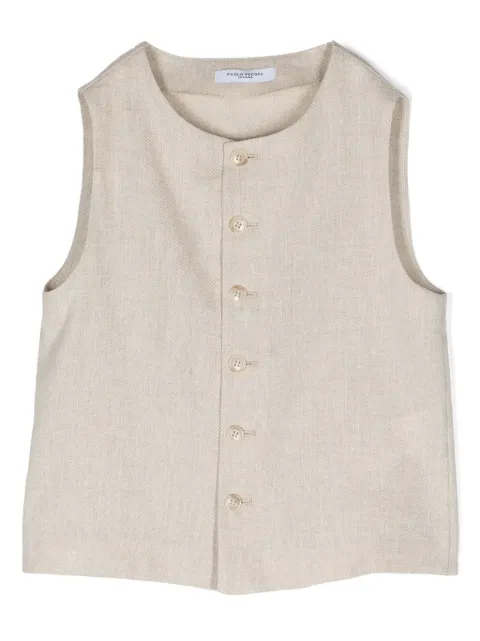 Paolo Pecora Kids button-up linen-blend gilet