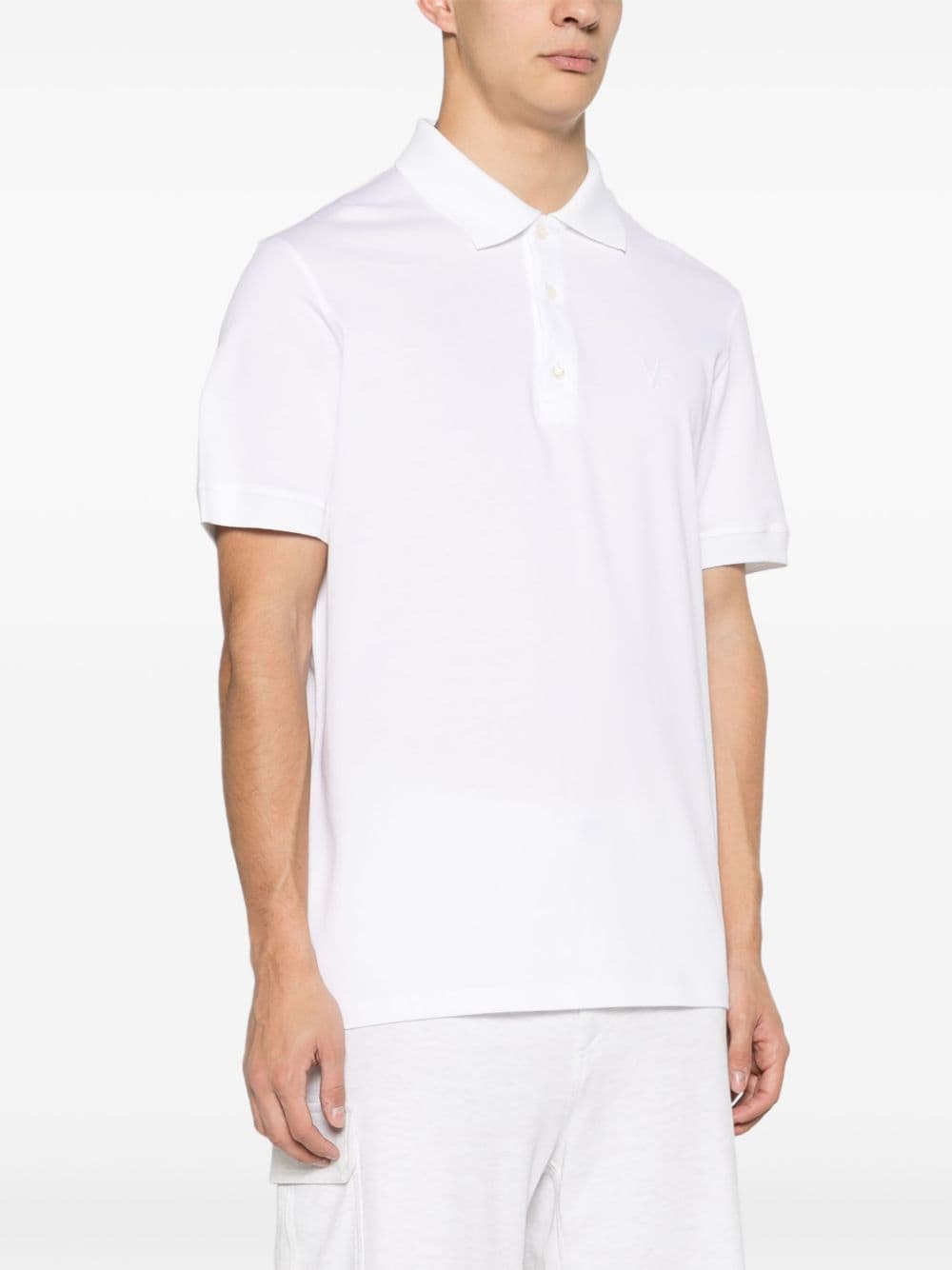 Shop Isaia Logo-embroidered Polo Shirt In White