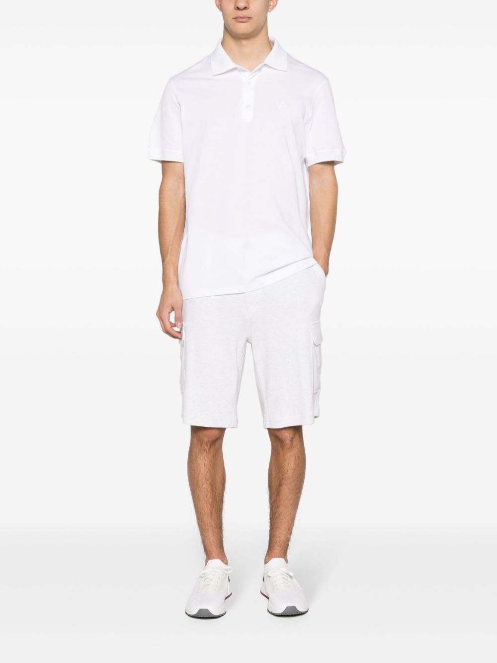 Shop Isaia Logo-embroidered Polo Shirt In White