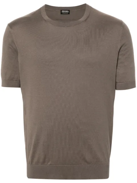Zegna playera con ribete de canalé